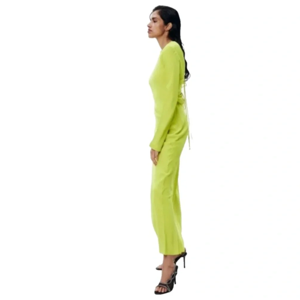 Zara Satin Effect Long Sleeve Maxi Dress